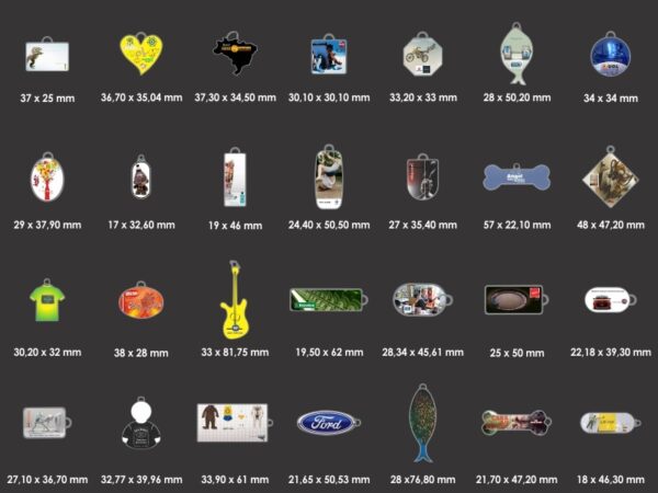 Chaveiro Chapa de Metal Vários Formatos