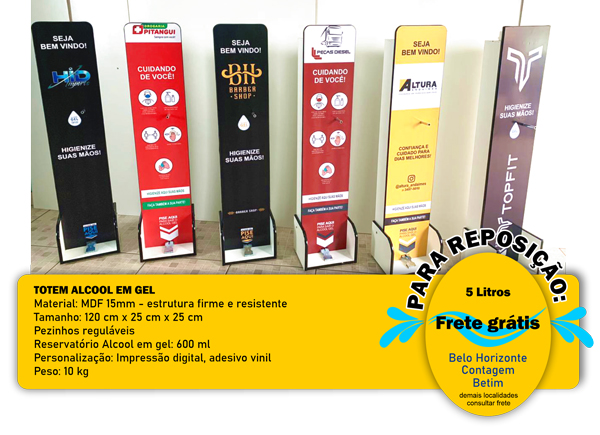 TOTEM PARA ÁLCOOL EM GEL: PRATICIDADE E HIGIENE